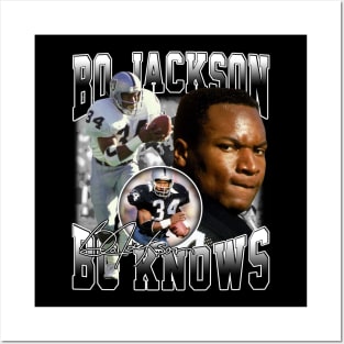 Bo Jackson Bo Knows Signature Vintage Legend Baseball Football Bootleg Rap Graphic Style Posters and Art